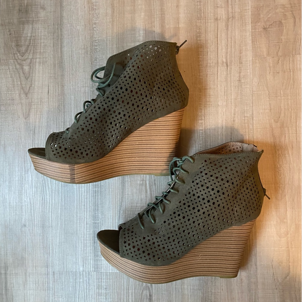 Olive Green Wedge Heels